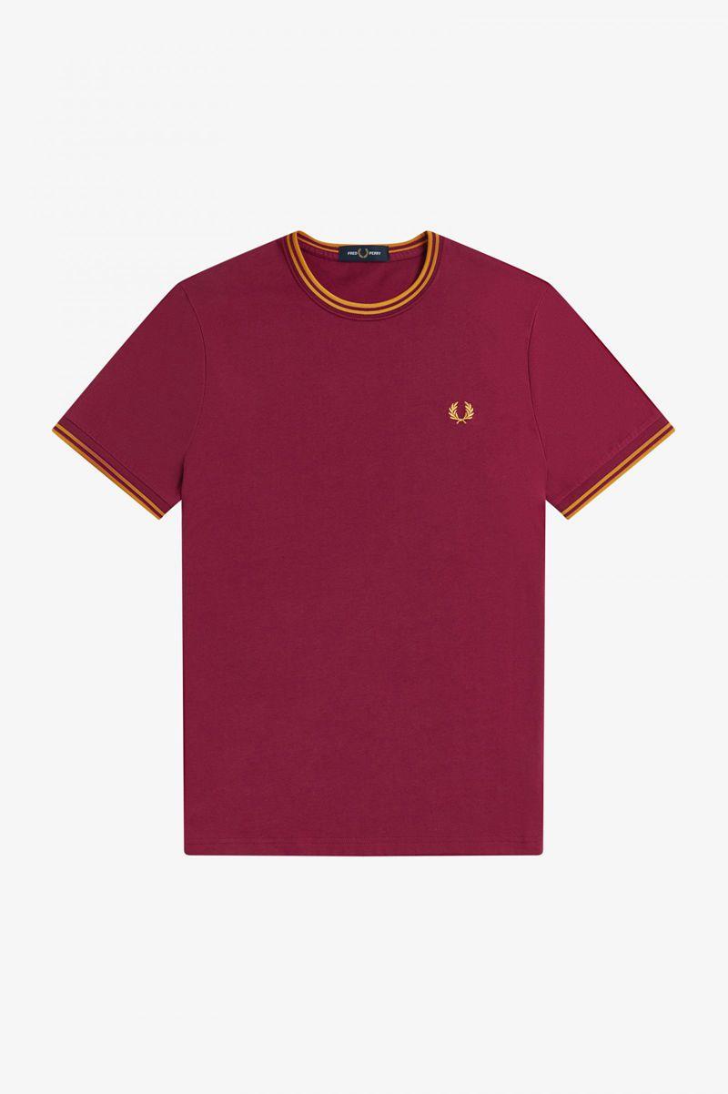 Red Fred Perry Twin Tipped Men's T Shirts | PH 1796NWYB